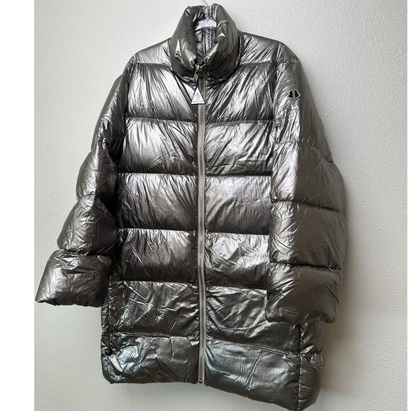 NWT Moncler x Rick Owens Cyclopic Down Puffer Jacket Silver Women Size 1 - Picture 1 of 16